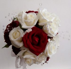 Stunning red and white rose posy by Shrinking Violet